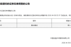 晶合集成正式纳入港股通标的 半导体自主可控布局再落关键一子