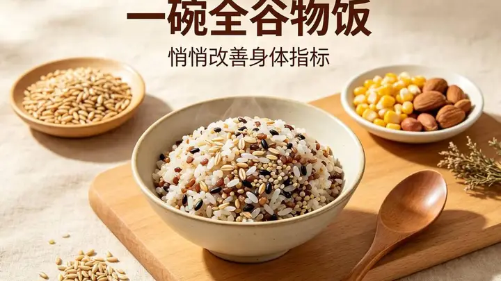 把米饭换成全谷物后,这些指标都变好了!