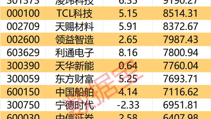 主力资金丨7股遭主力资金大幅出逃
