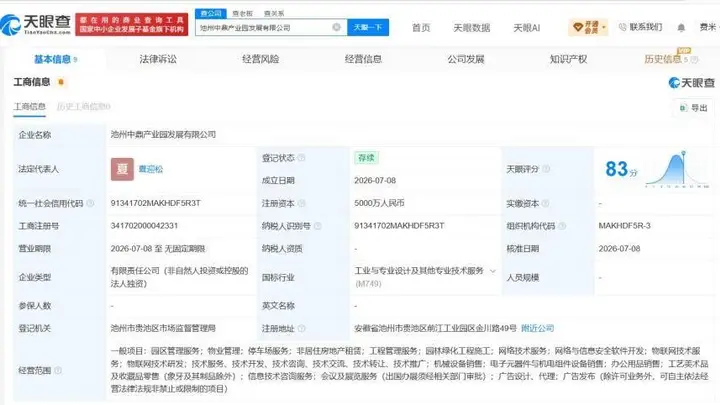 中鼎股份在池州成立产业园发展公司 注册资本5000万