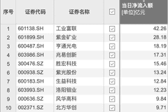 资金风向标 | 工业富联获资金净流入超42亿元