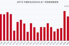 中国石化8月7日回购股份110.00万股，耗资560.54万元，近一月已累计回购1.53亿元