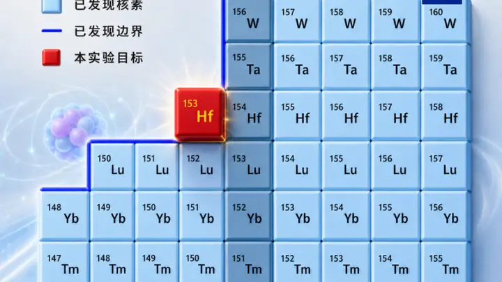 我国依托强流重离子加速器装置成功产出并鉴别稀有铪-153原子核,大科学装置调试阶段斩获首个物理发现!