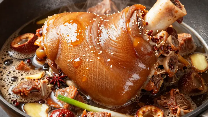 五小时大火烧制出的红肘子 软烂脱骨鲜香醇厚解锁硬核烹饪秘籍