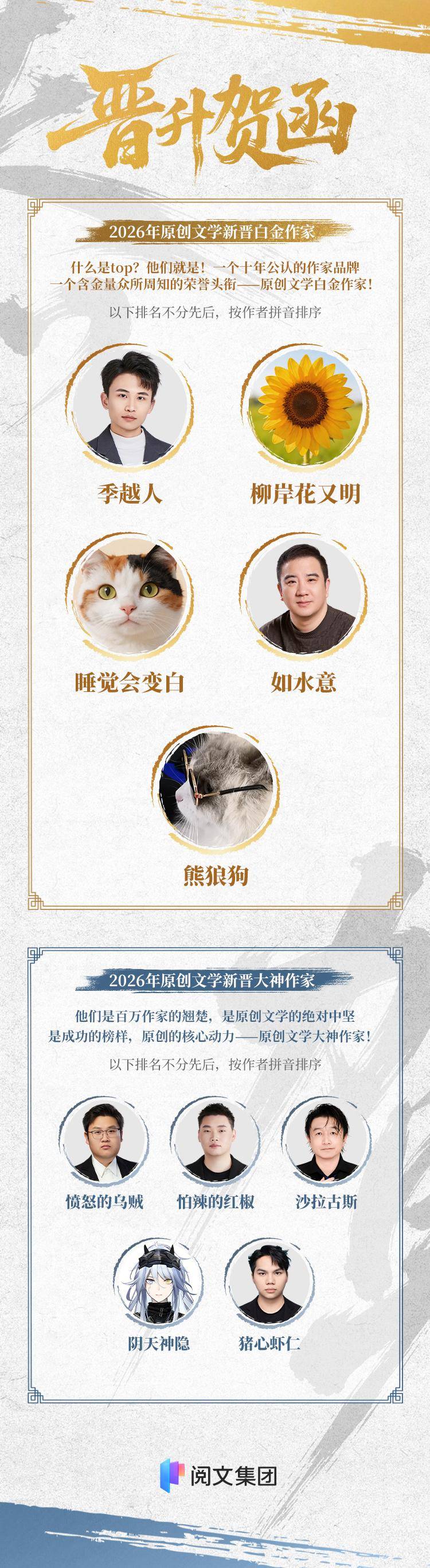 阅文2026白金大神公布：年龄不是门槛，长期主义是答案