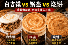 白吉馍、锅盔、烧饼看着相似,到底有什么不同?