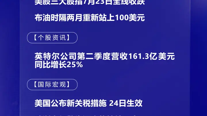 7月23日国际市场收讯:布油时隔两月重返百美元关口 欧股美股全线走弱欧洲央行警示通胀高企