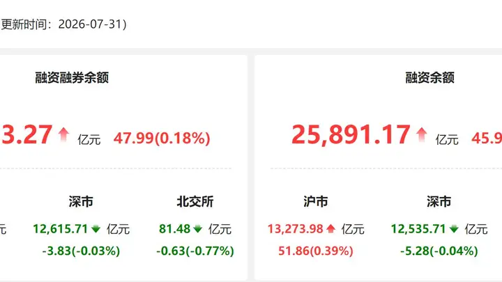 7月31日两融余额增47.99亿元 电子成融资净买入第一大板块 资金风向指向明朗
