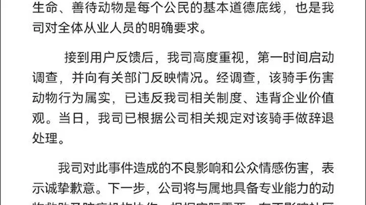朴朴超市回应骑手虐猫:属实,已辞退