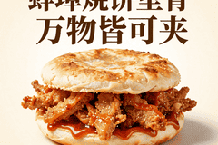 蚌埠烧饼夹里脊万物皆可夹，刷上甜辣酱，学生党最爱