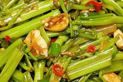 安徽空心菜一菜两吃,爆炒菜梗锁住夏日脆辣鲜香