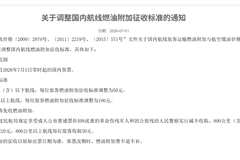 国内航线燃油附加费将大幅下调