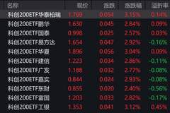 科创200指数早盘涨2.87% 6只相关ETF成交额超千万 市场震荡回升现结构性亮点