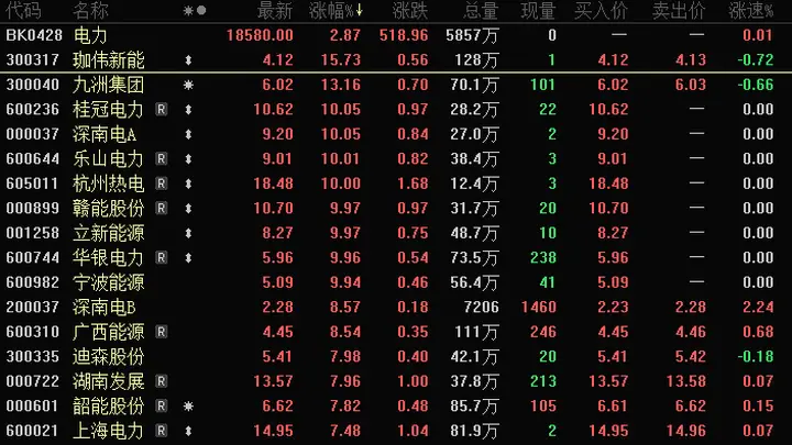 电力板块多股涨停，资金抢筹这些股！