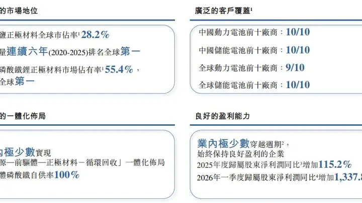 全球市占率六连冠！现金流连续两年大额净流出 湖南裕能递表港交所，大客户“净额法”核算引关注