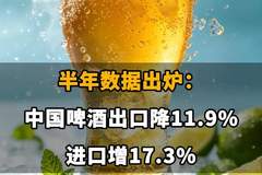 中国啤酒出口降11.9% 进口增17.3%半年数据出炉