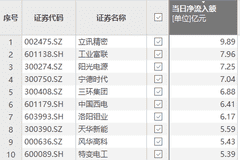 资金风向标 | 立讯精密获资金净流入9.89亿元