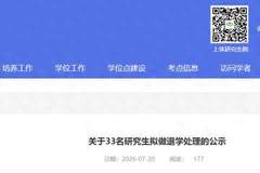 上海体育大学33名研究生拟被退学处理名单公示