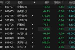 玻璃基板概念调整 彩虹股份盘中触及跌停