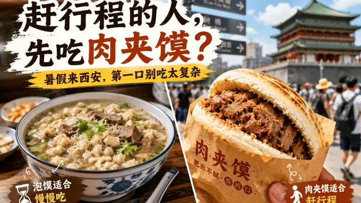 暑假来西安,为什么肉夹馍比泡馍更适合赶行程的人?