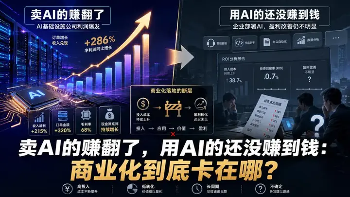 卖AI的赚翻了，用AI的还没赚到钱：商业化到底卡在哪？