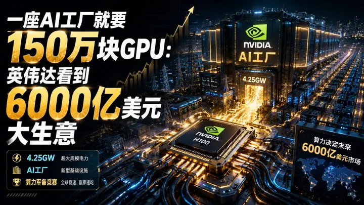 一座AI工厂就要150万块GPU:英伟达看到6000亿美元大生意