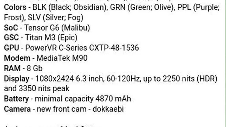 谷歌Pixel 11a手机曝光:Tensor G6自研芯片,联发科M90基带