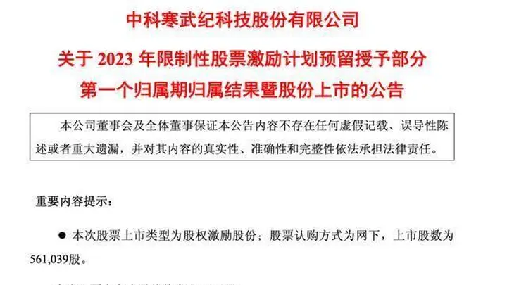 人均557万元!寒武纪员工“大红包”即将到账
