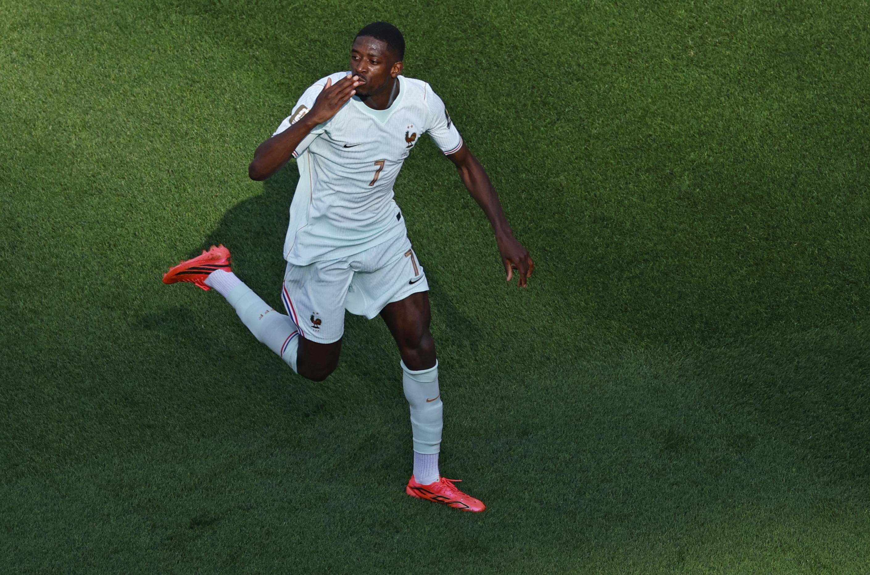 金球实力！登贝莱斩法国里程碑式进球 个人第5球获全场最佳