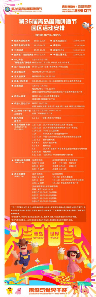 第36届青岛国际啤酒节西海岸新区金沙滩啤酒城园区活动安排来啦
