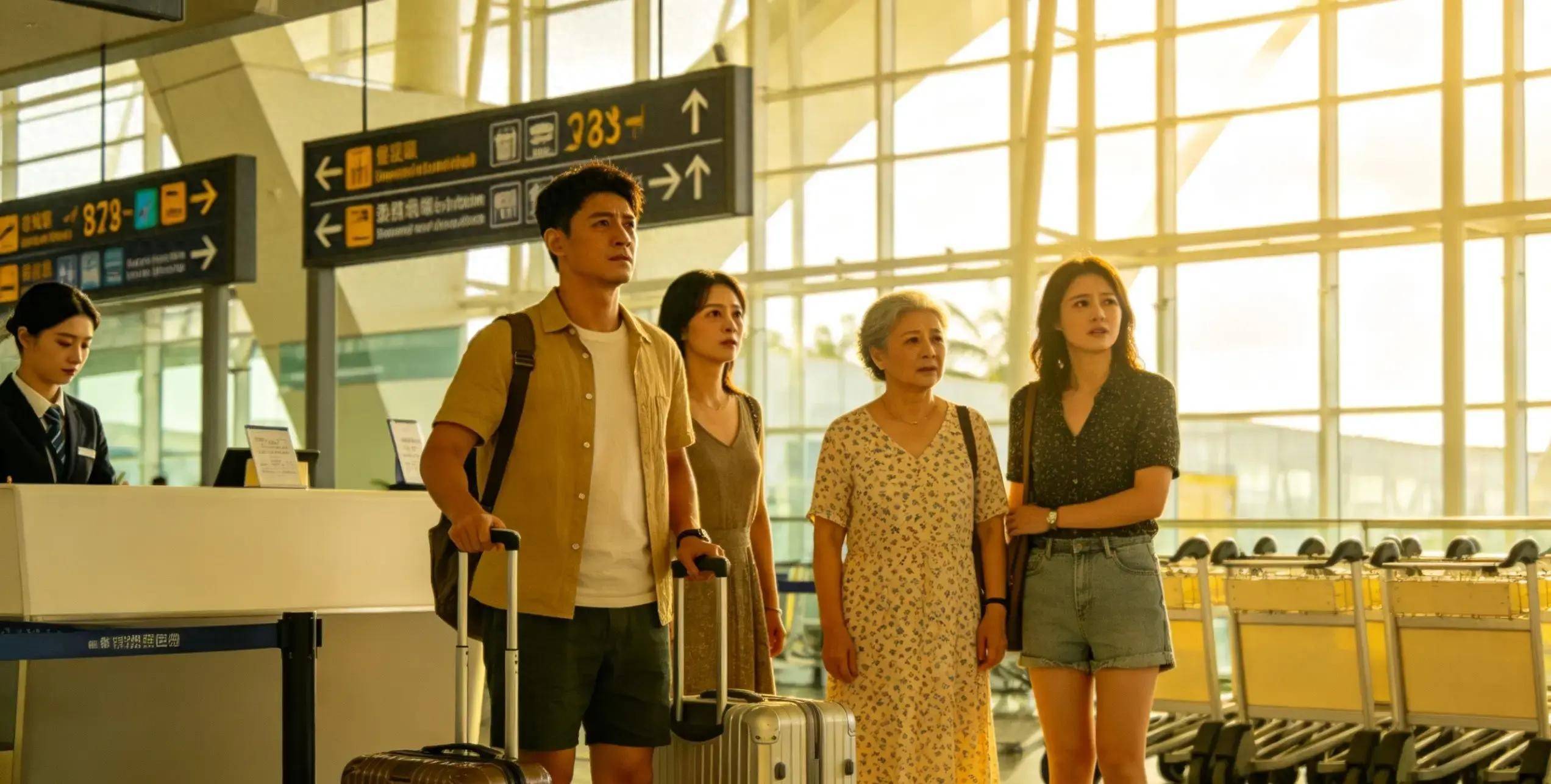 我和老公刚到三亚，婆婆和小姑子也到了，我们机场没出直接返程