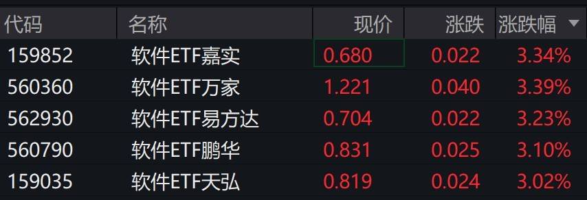 软件概念股走强，软件ETF涨超3%